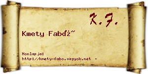 Kmety Fabó névjegykártya